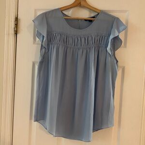 Zac & Rachel Blue Smocked Ruffled Blouse